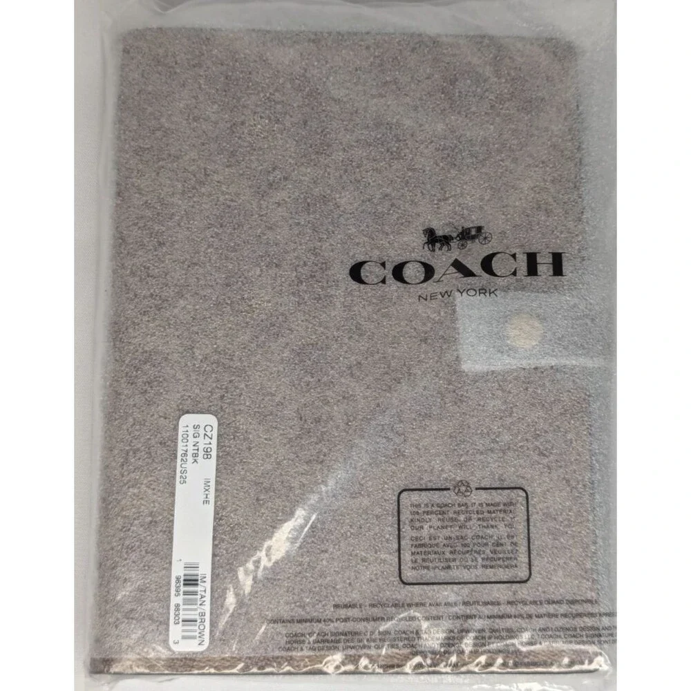 Coach Notebook in Signature Canvas w/ Smooth Leather Details - Khaki, NWT - Picture 5 of 5